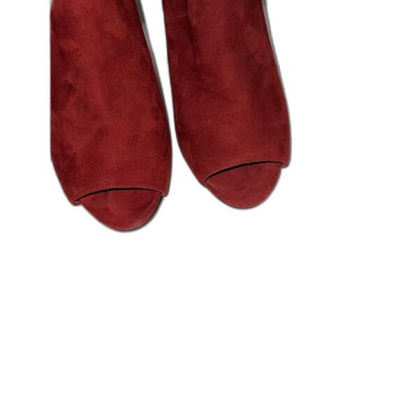 Marc Fisher Zipper Red Suede Peeptoe Booties Size 9.5 - Picture 6 of 7